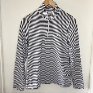 Golfino White Striped 1/4 Zip Long Sleeve Active Top Women’s Small